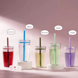 2026 New Arrival Food Grade Tritan <b>Cups</b> 450ml Single Wall Straw <b>Cup</b> Milk Tea Coffee <b>Plastic</b> Mugs Custom Multi-Colored and Logos - Product Image 1