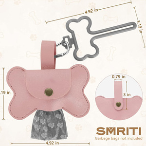 Distributeur de sacs à déjections canines en cuir avec 2 types de clips de laisse, support de sacs à déjections en cuir PU pour chien et animal de compagnie - Product Image 2