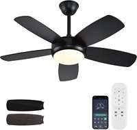 Ventilateur de plafond moderne nordique silencieux à LED avec moteur DC, télécommande, 5 pales, pour salon, salle à manger, cuisine, 85-265V, 42 pouces
