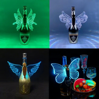 Bâton lumineux LED acrylique papillon avec effets scintillants et stroboscopiques pour bars et clubs
