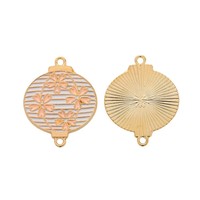 Connecteur à deux boucles en émail motif lanterne Sakura, en alliage doré, pour ornement capillaire de festival japonais