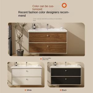 Mueble de <span class=keywords><strong>baño</strong></span> de acero inoxidable Cream Wind con lavabo de cerámica integrado y espejo LED Fregadero estilo <span class=keywords><strong>Bauhaus</strong></span> francés - Product Image 3