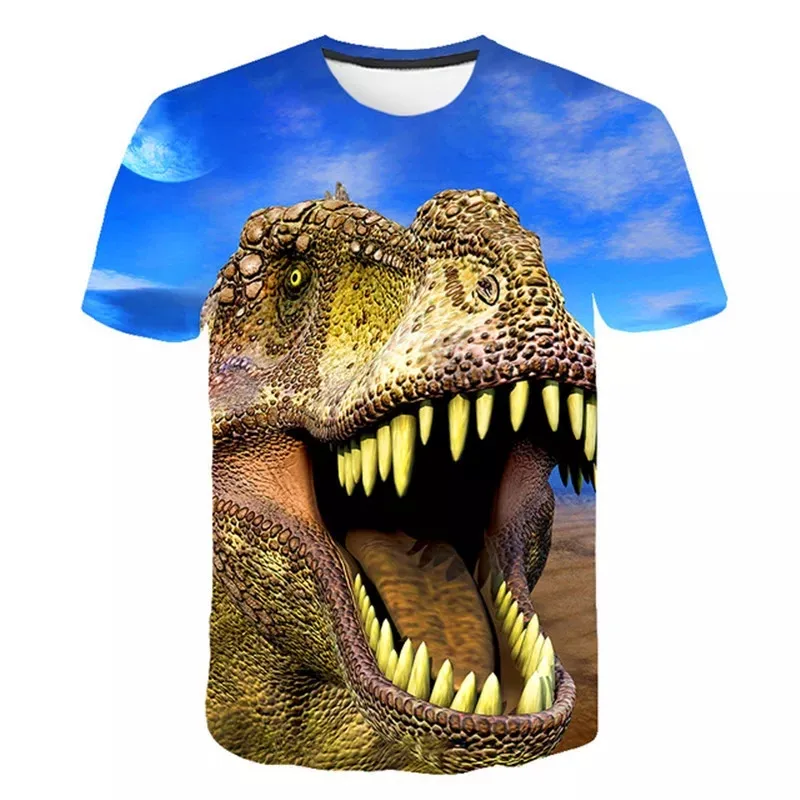 Sweat-shirt à manches courtes avec impression 3D, motif Animal et dinosaure, de haute qualité, surdimensionné, personnalisé, avec logo de dessin animé, offre spéciale