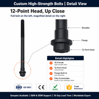 Vis à bride personnalisées à 12 points, grade 10.9, tête E-Torx, phosphate noir, pour moteur automobile OEM ODM