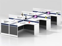 Meubles modernes, table de centre d'appels en forme de L, cloison de bureau, bureau d'ordinateur, poste de travail à cloison pour 8 personnes