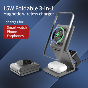 Watch Earphone <b>Wireless</b> Charging Foldable Desktop Charging Stand Fast Charging Mobile Phone 3 in 1 Anti-fire <b>Wireless</b> Charger - Product Image 1