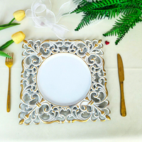 Assiettes de Présentation en Plastique Blanches avec Bordure Dorée, Plats de Service Décoratifs IMUWEN, Style Américain de Luxe Vintage Fait Main pour la Décoration
