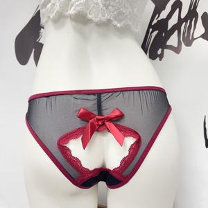 Panties sexys de encaje con cuello halter para chicas, ambiente puro y sensual, bragas triangulares de cintura baja con aberturas. - Product Image 3