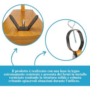 <b>Wooden</b> Ham Holder With Iron <b>Clamps</b> 40x16.5x40 Cm Gondola Model For Precise Hand Cutting Meat And Poultry Tools - Product Image 4