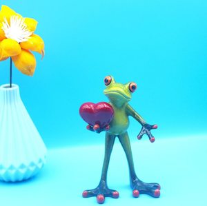 Dessin animé créatif <span class=keywords><strong>debout</strong></span> <span class=keywords><strong>grenouille</strong></span> tenant coeur résine artisanat décoration pour jardin maison bureau décoration ornements - Product Image 3