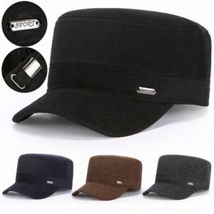 2025 Winter Thick Warm <b>Flat</b> Top Sports <b>Caps</b> for <b>Men</b> Outdoor Fashion Casual Warm Captain Hat - Product Image 1