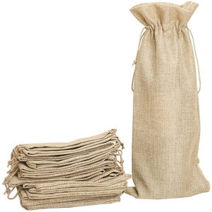 Bolsas de arpillera para vino, bolsas de regalo con cordones reutilizables, cubiertas de yute para botellas de vino con cuerdas - Product Image 4