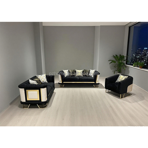 Pzcn โซฟาสีฟ้าสีกรมท่าหรูหรา, โซฟาห้องนั่งเล่นเฟอร์นิเจอร์1 + 2 + 3ที่นั่งตกแต่งด้วยทองคำ - Product Image 3