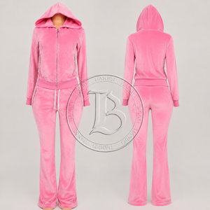 Nuovi Arrivi: Completo Due Pezzi da <span class=keywords><strong>Donna</strong></span> Stile Y2k, Tuta in <span class=keywords><strong>Velluto</strong></span> a Righe con Logo Personalizzato, Giacca con Zip e <span class=keywords><strong>Pantaloni</strong></span> Jogger - Product Image 4