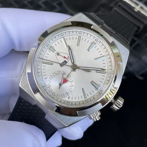 Nouvelle Tendance : Montre Exquise à Boîtier en Acier, Cadran Blanc, Bracelet en Caoutchouc Noir, Remontage Automatique, Double Fuseau Horaire AM/PM, Date Lumineuse, Prête à l'Expédition 2026 - Product Image 1