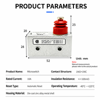 Microinterruptor de émbolo de 4 pines SPDT 10A 250VAC, interruptor de límite industrial para detección de posición del expulsor de la máquina de moldeo por inyección
