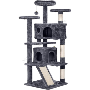 Árbol rascador de madera de lujo moderno al por mayor, modelo personalizado, con casa de peluche, ratán y papel, estilo clásico sostenible - Product Image 1