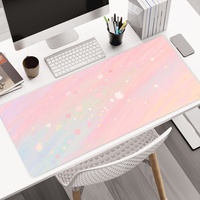 Tapis de souris de jeu en caoutchouc naturel, grand format, imperméable, antidérapant, rose, motif cœur, coloré et mignon, pour usage au bureau, fabrication ODM