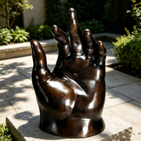 Sculpture en bronze coulé de grande taille, style art contemporain, personnalisable, pour centre commercial, statue de main de palmier