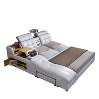 Einfaches Modernes Italienisches Design Lederbett mit Stauraum Massivholzrahmen Kingsize Schlafzimmermöbel