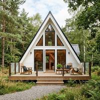 Maison préfabriquée en forme de A triangulaire isolée toute saison pour B&B, glamping et complexe hôtelier