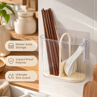 Support de rangement mural multi-usages pour vaisselle de cuisine, boîte à baguettes, conteneur de drainage portable en plastique pour la maison