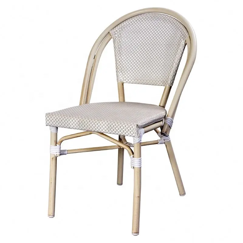 बिस्टरो कुर्सियों बगीचे अच्छी गुणवत्ता रतन कच्चे सामग्री स्टैकिंग बिस्ट्रो उद्यान एल्यूमीनियम कुर्सी