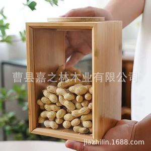 Caja de almacenamiento de bambú cuadrada hecha a mano para frutos secos, café, té, contenedor de alimentos - Product Image 3
