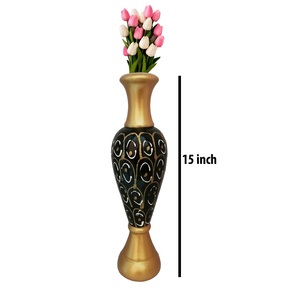Mina Wok Vase With Printed Flower For Home Decoration - Product Image 1