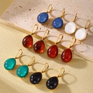 Multi Colors Resin Dangle <b>Earrings</b> for Women | 18K PVD Gold Plated Stainless Steel | Waterproof, Hypoallergenic & Non-Fading - Product Image 1