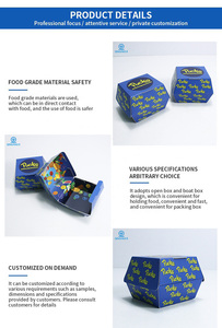Caja Ecológica Tipo Concha para Comida Rápida, Venta al por Mayor de Fábrica, Contenedor Personalizado para Hamburguesas, Envase Desechable Personalizado para Hamburguesas y Sushi con Relieve - Product Image 5