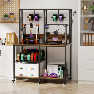 Banc de travail pour imprimante 3D industrielle avec étagère de rangement et support pour filaments, 1200x900x400mm, structure métallique - Product Image 5
