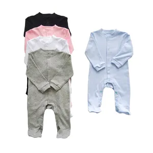 Nouveau style une pièce longue et manches Courtes bébé barboteuse Bébé Garçons Filles pieds pyjama basique Vêtements Barboteuses