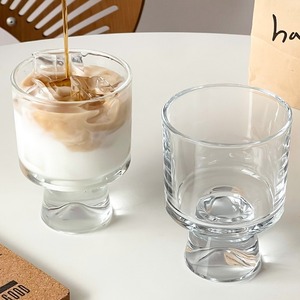Gobelet en verre transparent à pied court de 230 ml, base épaisse, tasse à café au design moderne, réutilisable, avec logo personnalisé, pour latte, thé au lait - Product Image 2