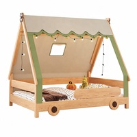 Lit d'aventure KUKU en bois massif pour enfants, lit en forme de maison ou de voiture, peinture à base d'eau écologique, meubles pour enfants à thème