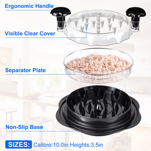 New Design Chicken Shredder Tool with Brush Visible Lid Anti-Slip Grip for Easy Chicken Pork Beef Shredding - Product Image 4