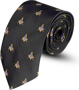 Cravate élégante pour homme, inspirée des francs-maçons, avec symbole de boussole carrée, idéale pour les mariages et les occasions formelles. - Product Image 6