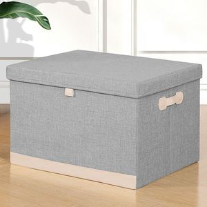 Washable Linen Fabric Clothing Storage <b>Bins</b> Collapsible Storage Cubes Organizer for Bedroom Closet Office - Product Image 4