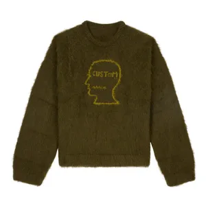 جاكار إلى OEM ODM شعار مخصص ناعم صوف الموهير الحياكة جاكار محبوك زغب القطن تريك سترة البلوز للرجال - Product Image 1