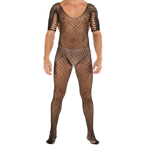 Men's <b>Fishnet</b> Bodysuit Black Mesh Hollow Out Sexy Underwear Mid Rise Nylon Acrylic Spring 2024 - Product Image 5