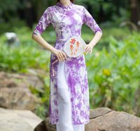 Vêtements Aodai pour femmes, longue robe Cheongsam Aodai, tenue traditionnelle vietnamienne, danse folklorique, Qipao, spectacle de danse Aodai