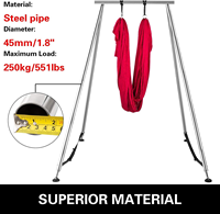 Cadre de balançoire de yoga aérien en acier inoxydable réglable, support pliable, équipement de fitness pour les séances de yoga en intérieur et en extérieur