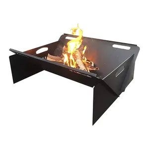 फ्लैट पैक Firepit कारखाने OEM पोर्टेबल पॉप-अप बंधनेवाला Foldable स्टील आग गड्ढे पोर्टेबल आउटडोर फ्लैट डेरा डाले हुए आग गड्ढे