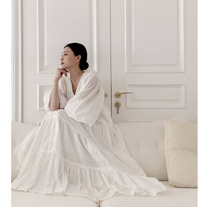 Abito in pizzo bianco per le vacanze dell'industria pesante per le donne nuovo stile <span class=keywords><strong>fata</strong></span> oversize protezione solare lungo fino al pavimento in Chiffon - Product Image 3