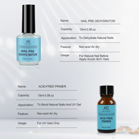 AS 15ml Préparateur d'ongles déshydratant sans acide, primer adhésif, déshydratant, bonder pour ongles acryliques, huile équilibrante pour ongles, solutions pour la peau