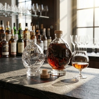 Bouteille à liqueur en verre cristal de 950 ml à grande capacité, motif visage en relief, personnalisable avec logo, idéale pour le stockage du whisky et du vin de fruits – Meilleure vente