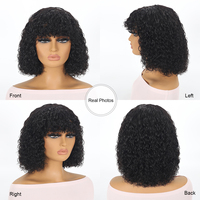Perruques ondulées faites à la machine avec frange, 100 % cheveux humains vierges brésiliens non traités, cuticules alignées, colorées
