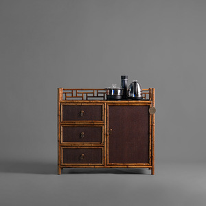 Retro-style bamboo tea <b>cabinet</b>, <b>small</b> tea <b>cabinet</b>, tea sideboard, storage rack, bamboo household kettle integrated <b>cabinet</b> for - Product Image 1