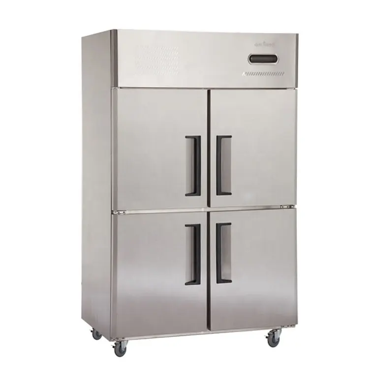 Statik soğutma paslanmaz çelik buzdolabı dört kapılı ticari dondurucu