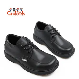 Crabkids Children Black Student School Shoes Lace Up Patent Leather Luxury Dress Shoes For Kids Boys And Girls